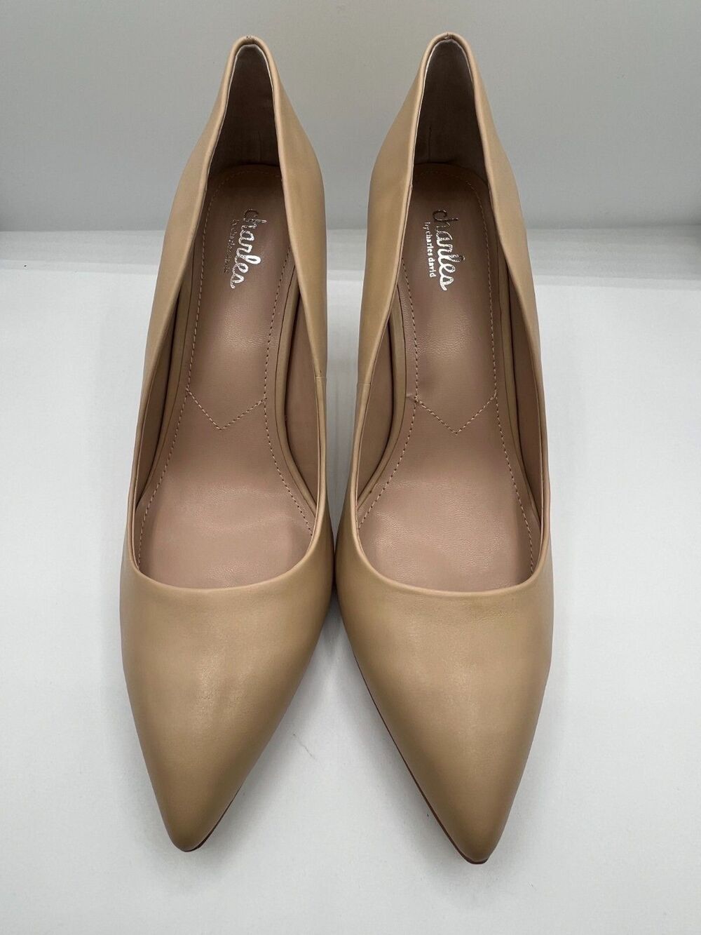Charles David Nude Pointed Toe Pumps Heels Leather Women Size 11M Classic